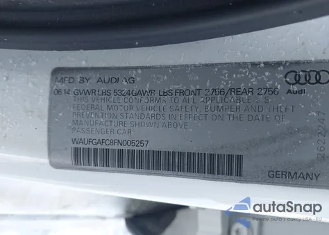 2015 Audi A6 3.0T Premium Plus from USA, damaged, VIN WAUFGAFC8FN005257